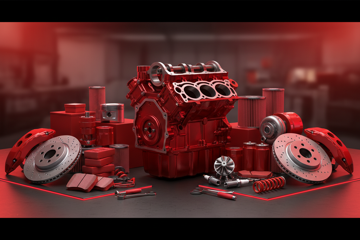 Red Automotive Parts Background